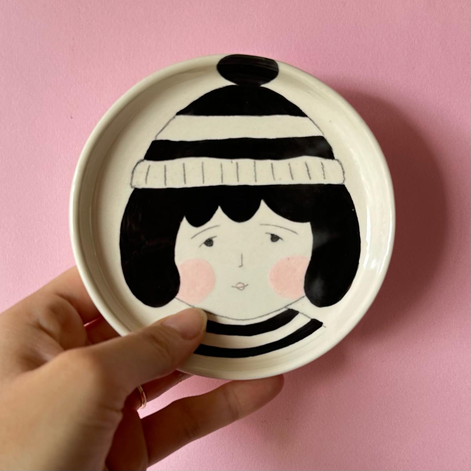 Beanie Girl Trinket Dish / Wall Art