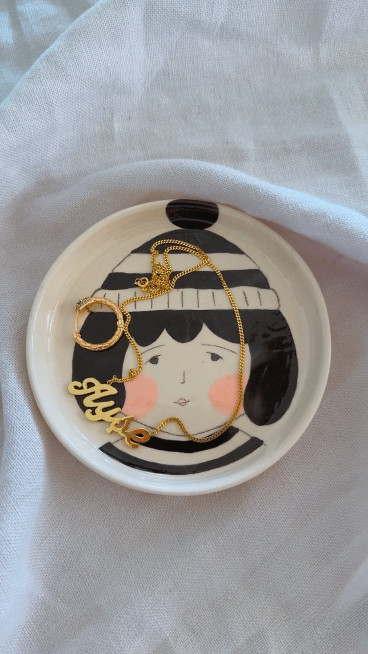 Beanie Girl Trinket Dish / Wall Art