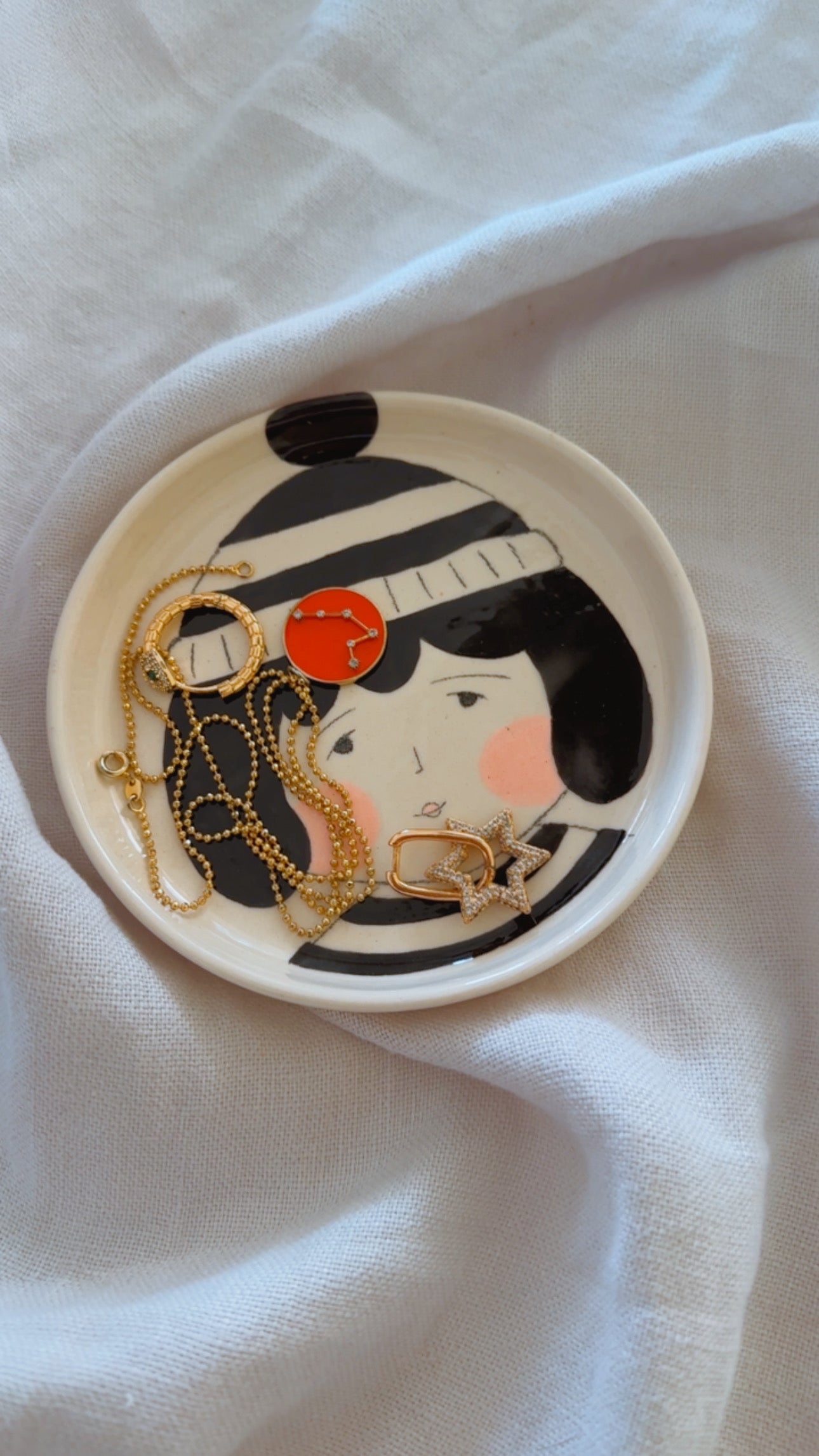 Beanie Girl Trinket Dish / Wall Art