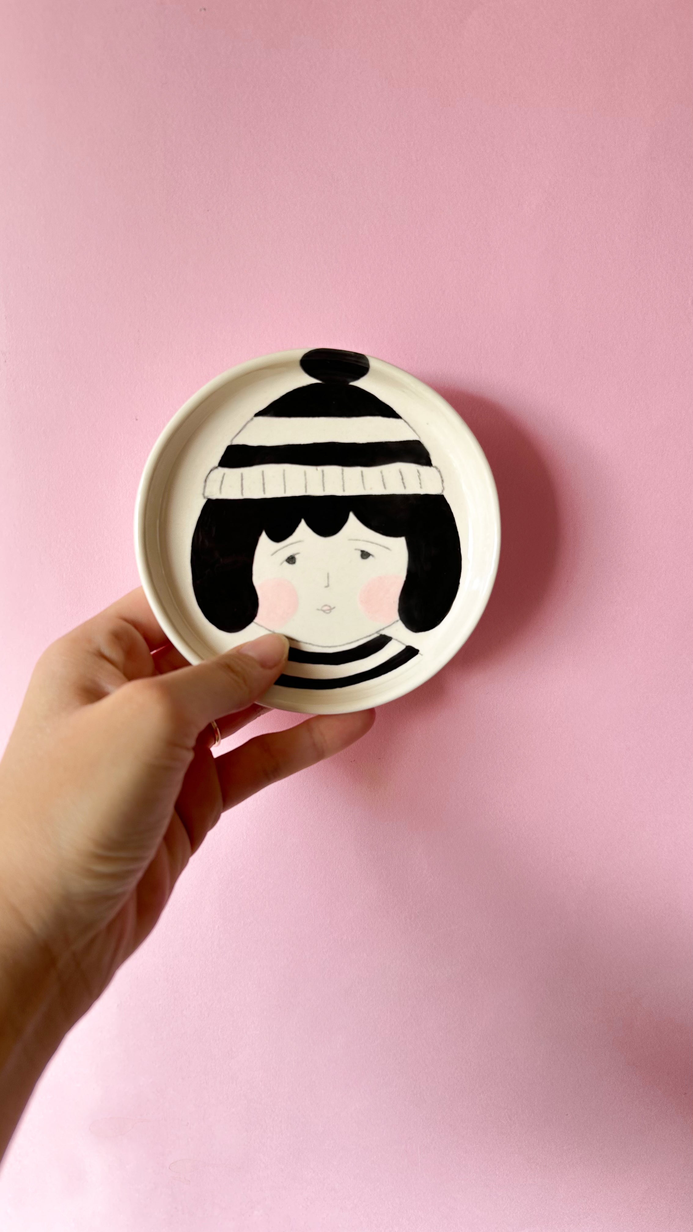 Beanie Girl Trinket Dish / Wall Art