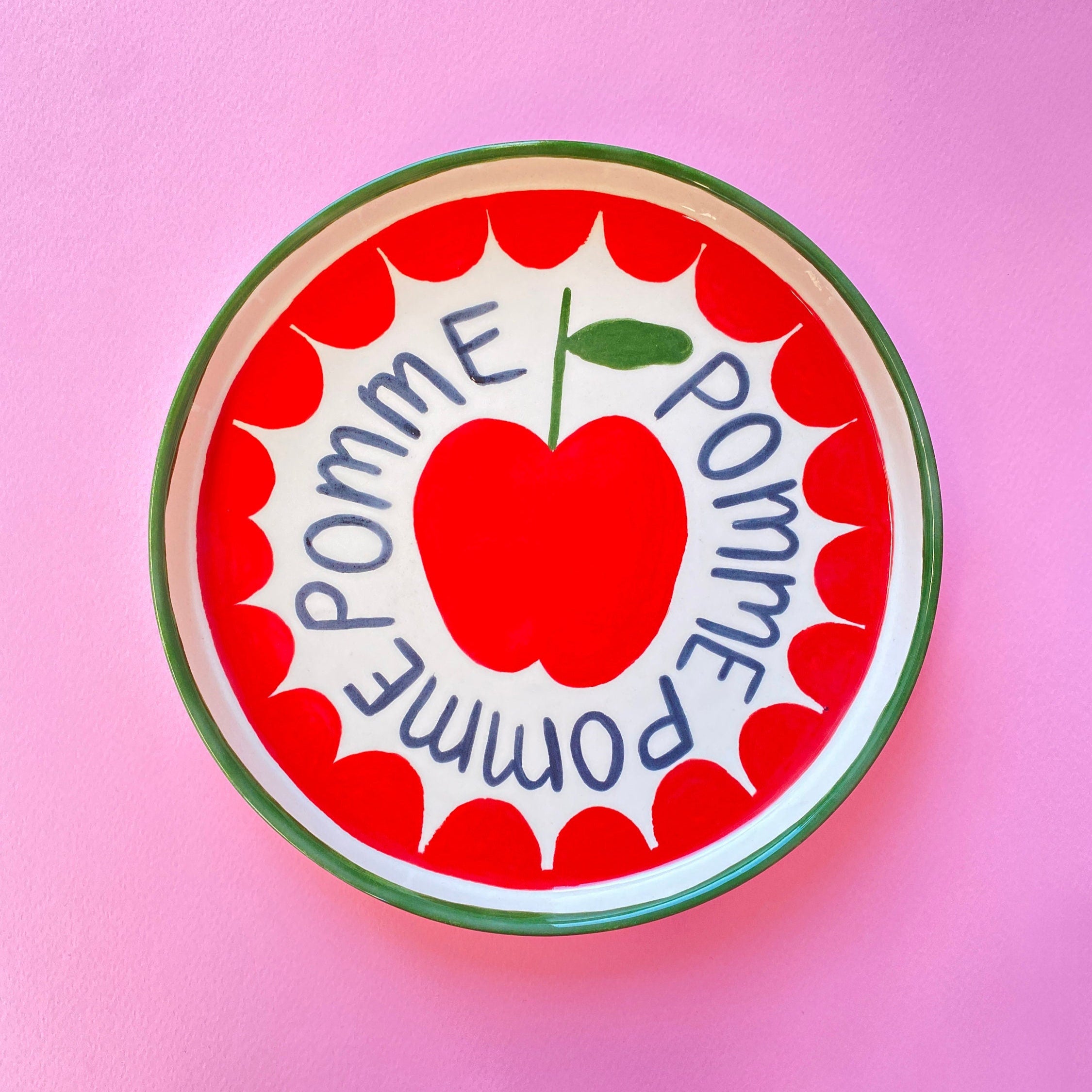 Pomme Plate | Hand painted Ceramic Wall Decor | Original Design Aesthetic Kitchenware