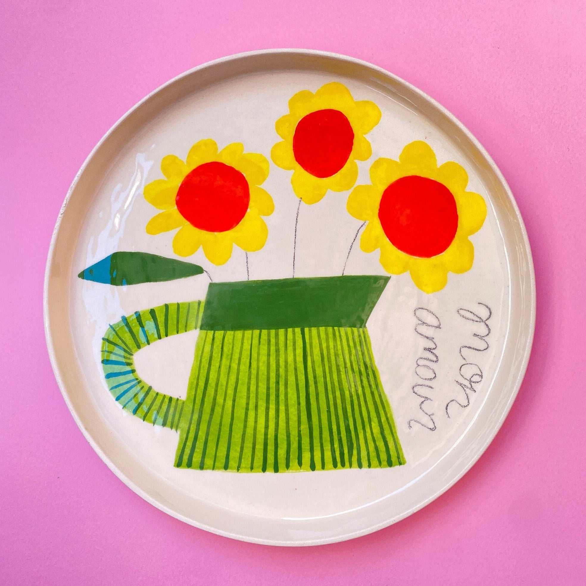 Mon Amour Plate | Handmade Glazed Ceramic Wall Decoration | Original Design Wall Art | Minimalist Home Decoration