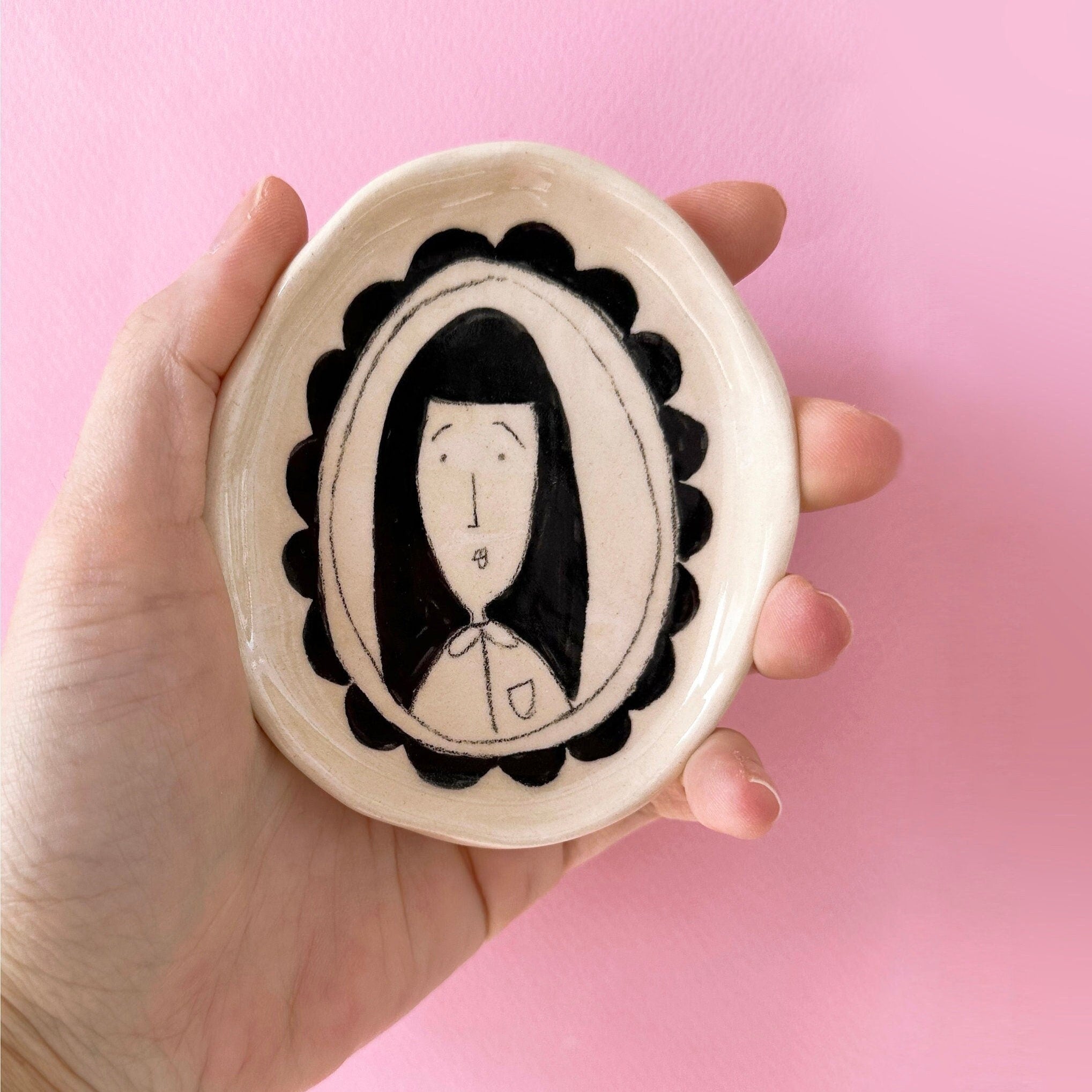 Handmade Girl Spoon Rest | Handmade Ceramic Unique Kitchenware | Aesthetic Mini Plate