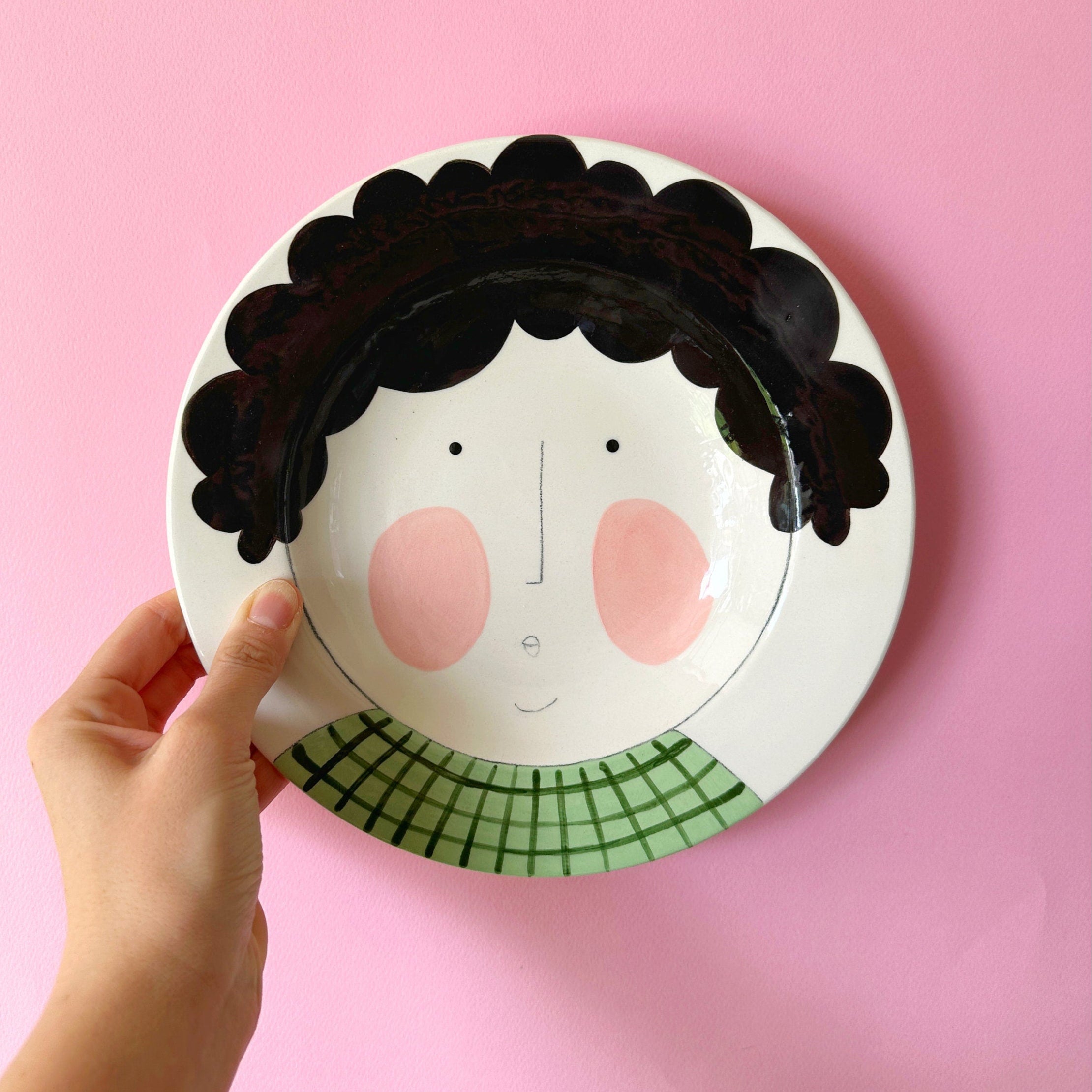 Boy Deep Serving Plate | Handmade Unique Design, Hand-painted Ceramic Plate