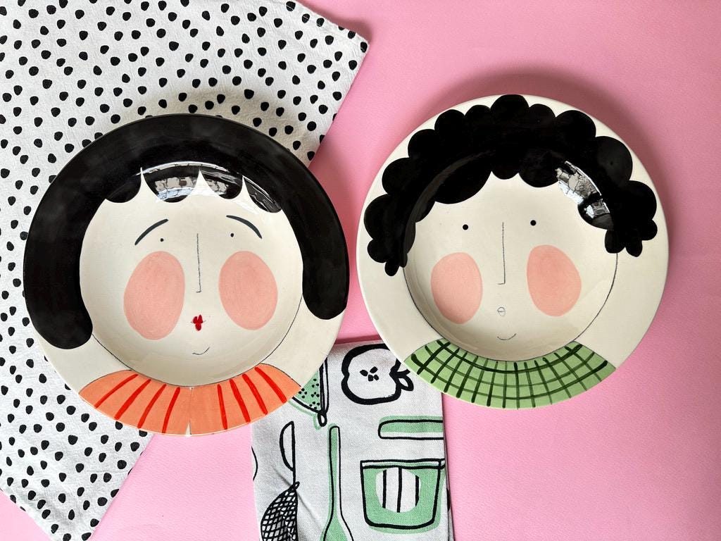 Boy Deep Serving Plate | Handmade Unique Design, Hand-painted Ceramic Plate