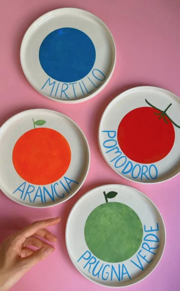 Pomme Plate | Hand painted Ceramic Wall Decor | Original Design Aesthetic Kitchenware