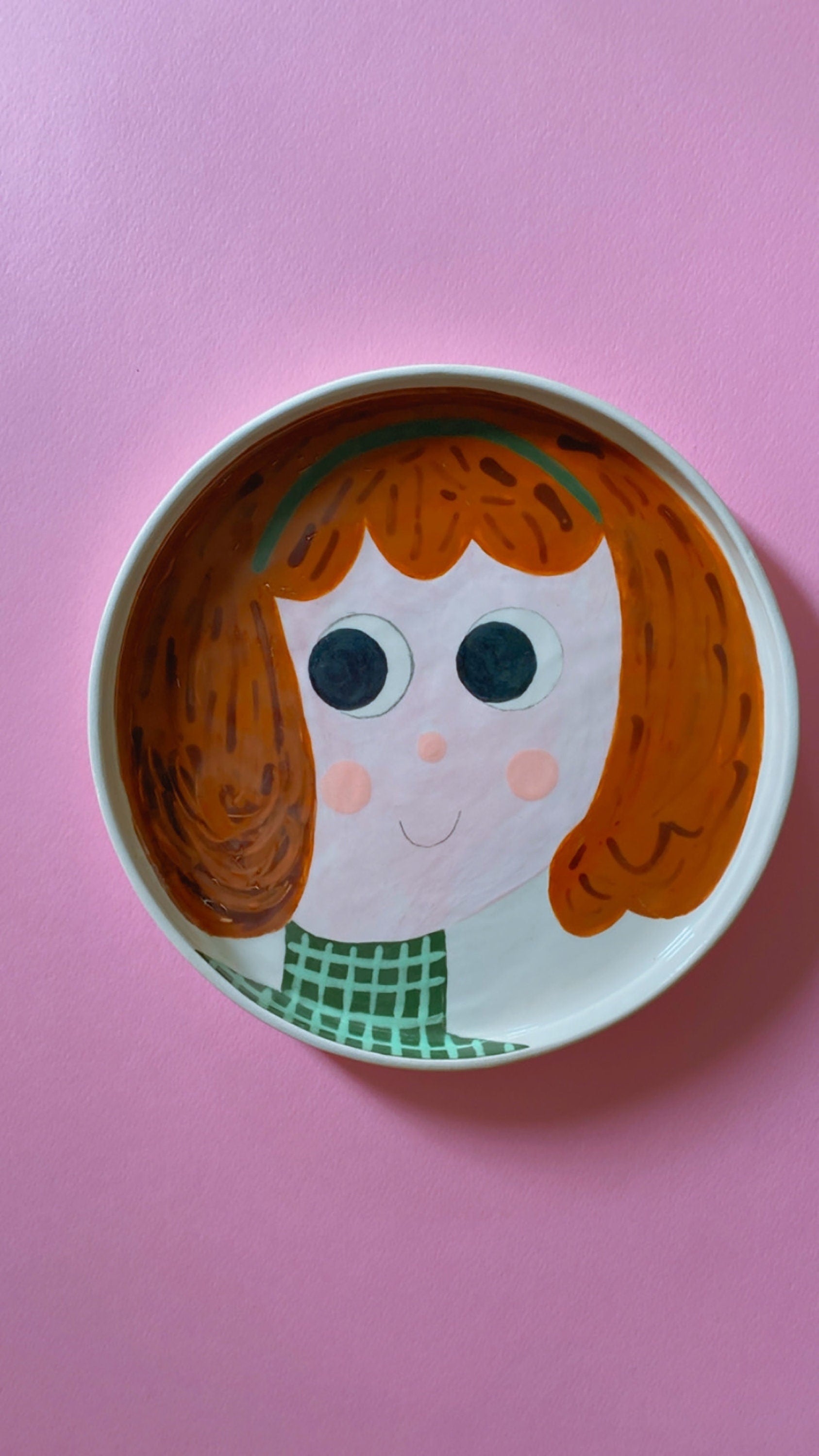 Girl Tableware | Handmade Glazed Ceramic Serving Plate, Hand Painted Aesthetic Wall Plate