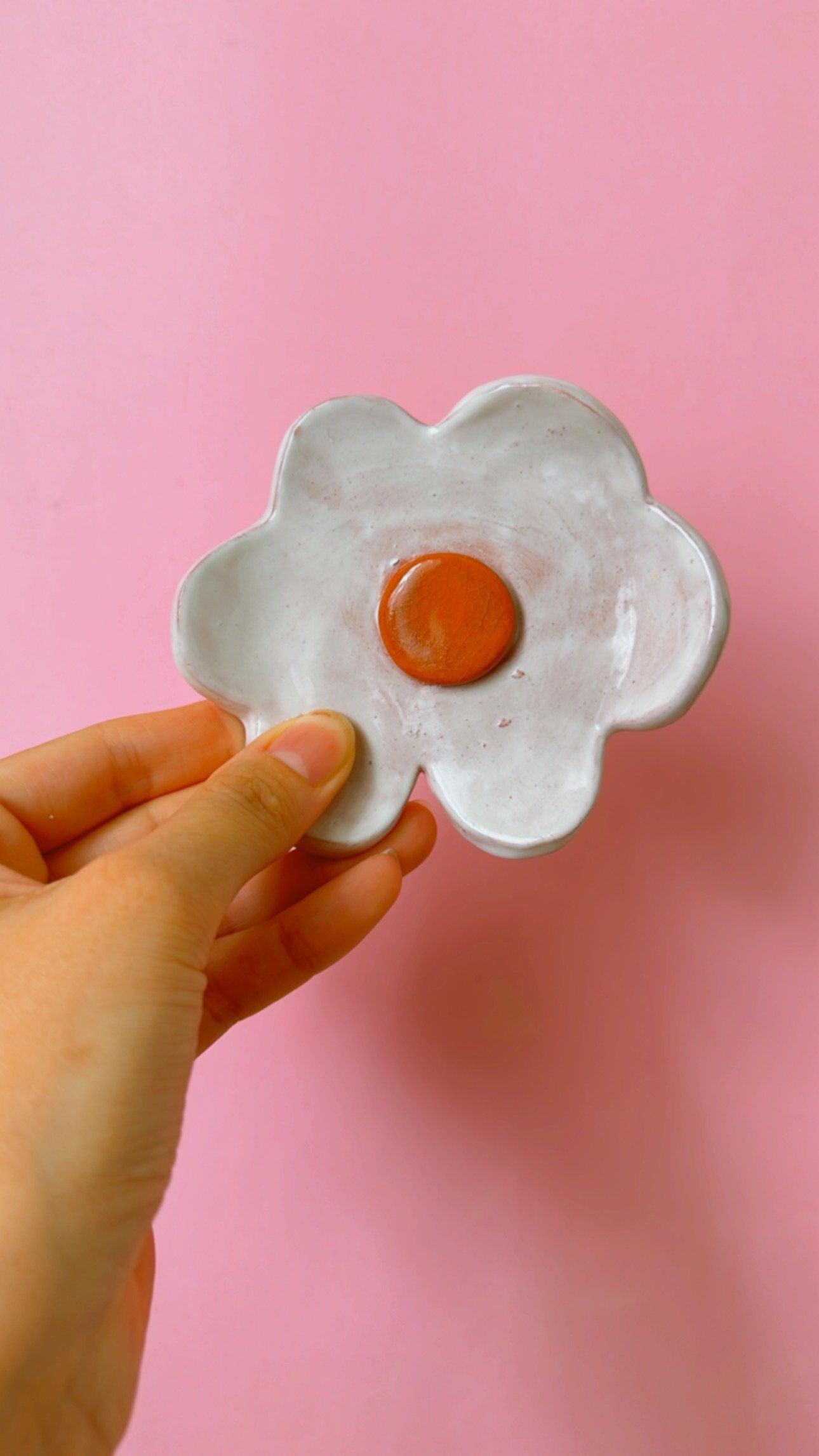 Handmade Trinket Dish | Ceramic Unique Jewelry Dish, Flower Shaped Ring Dish, Aesthetic Catchall Tray